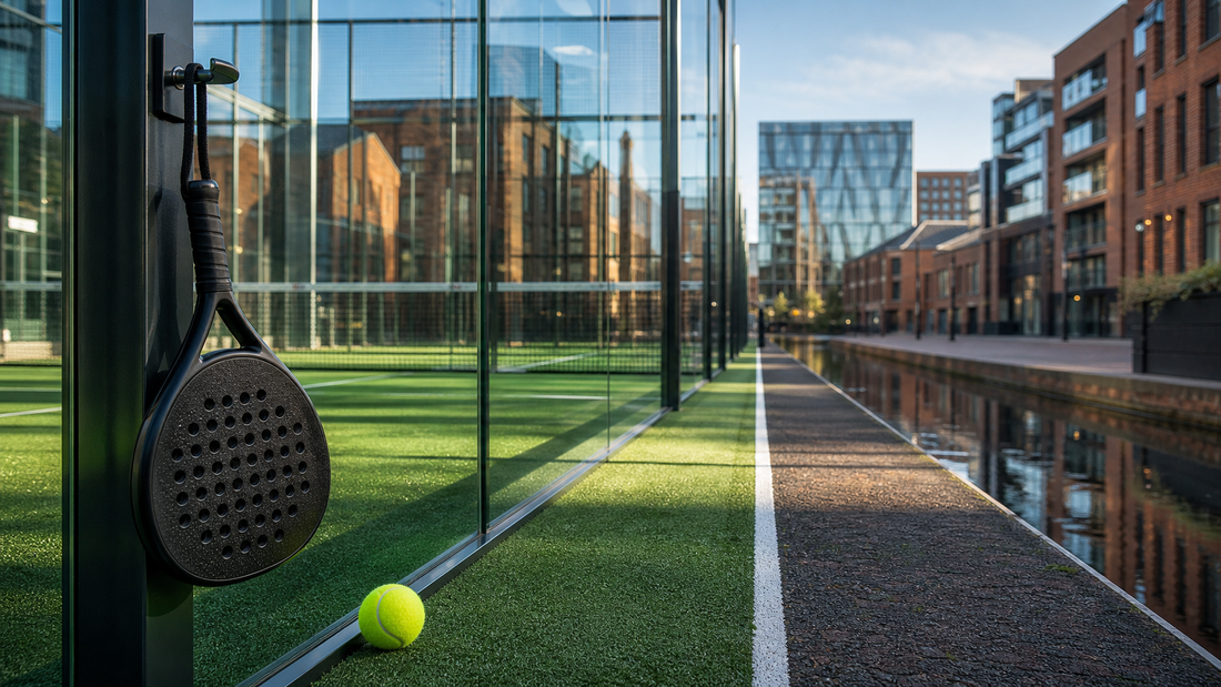 Best padel clubs in Birmingham featured image with canal-side padel court