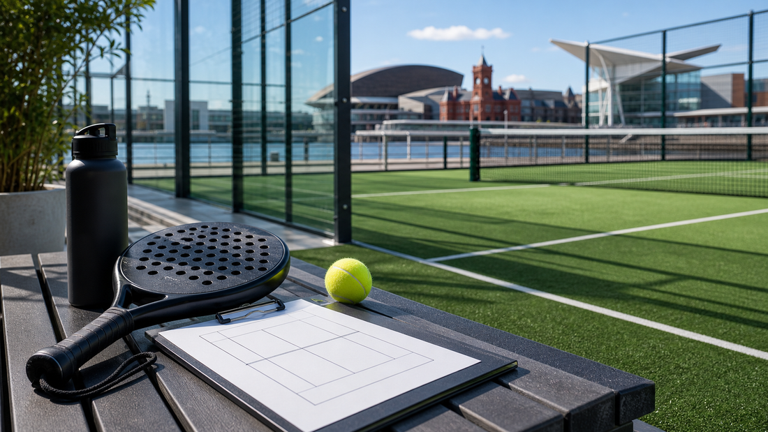 Best padel clubs in Cardiff featured image with waterfront court planning scene