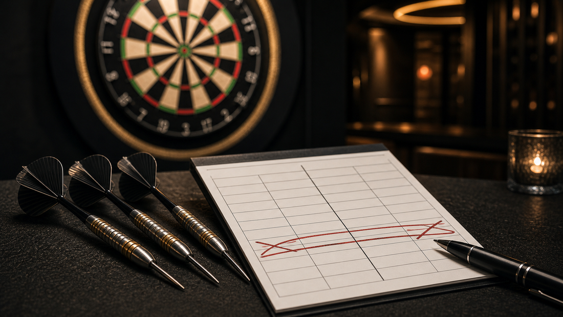 Can you go past zero in darts featured image with bust score sheet and darts
