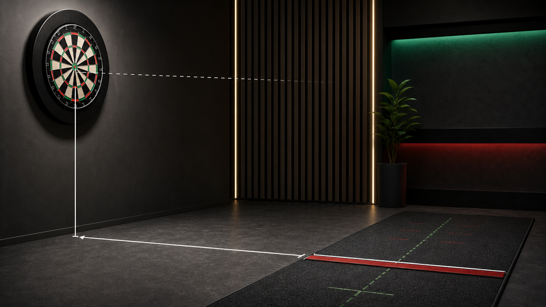 Dartboard to oche official distance featured image with throw line measurement guide