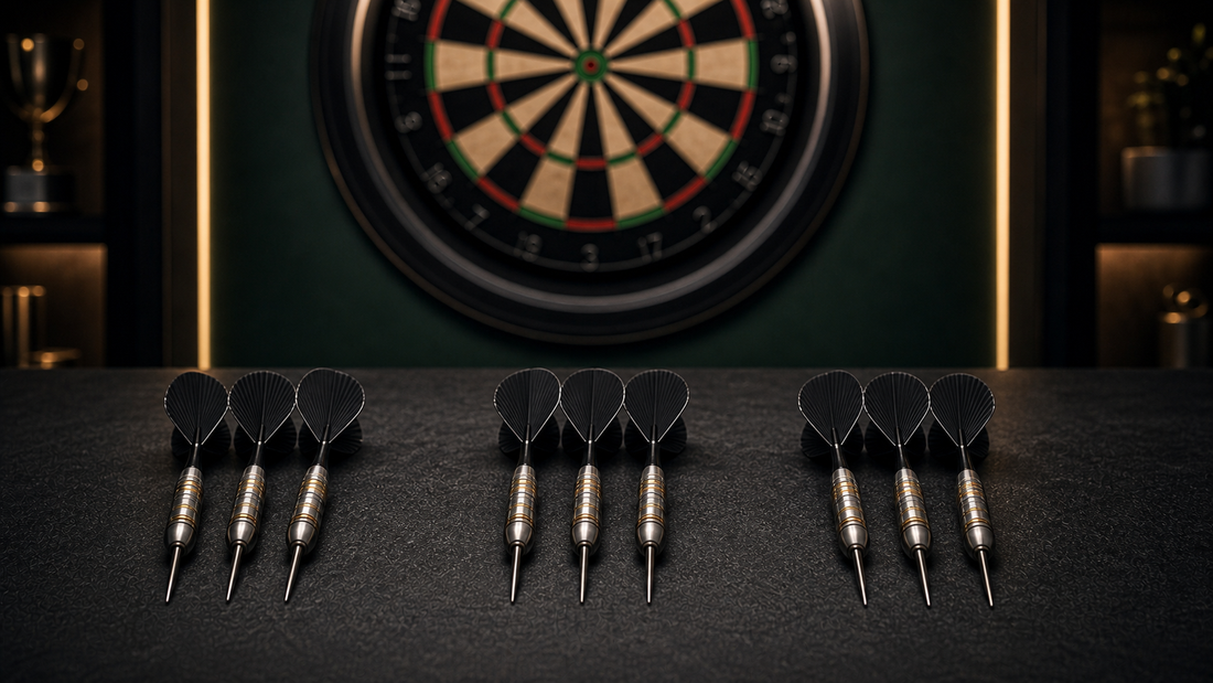 Fewest darts to win 501 featured image with nine darts in three groups