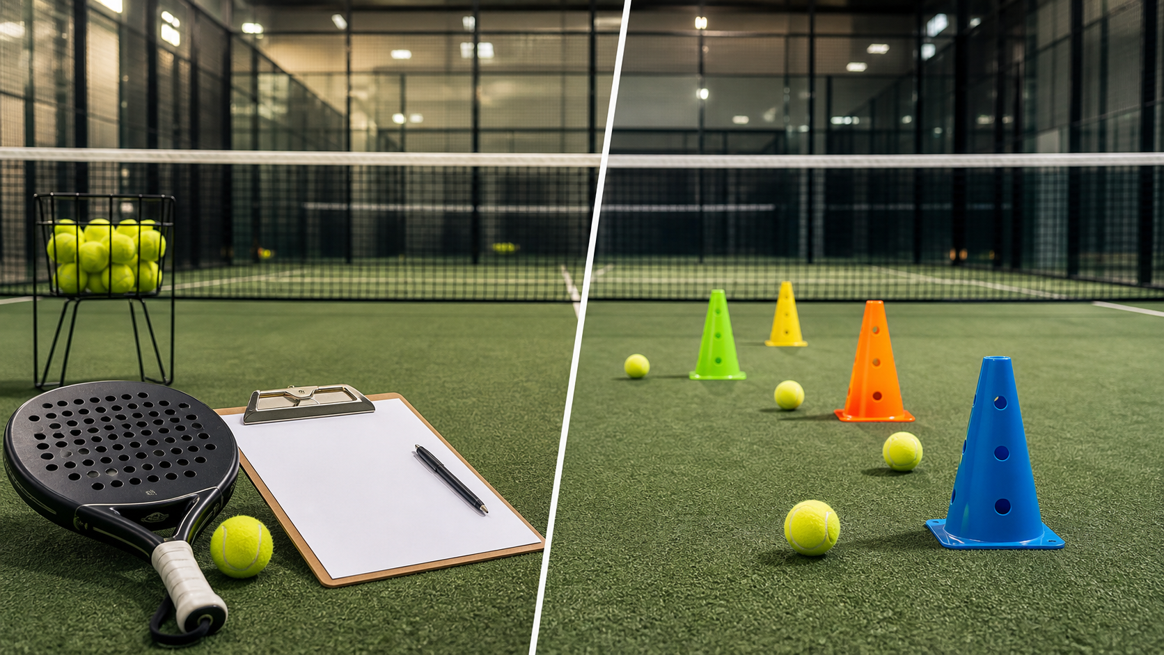 Group padel lessons versus private coaching featured image with split drill setup
