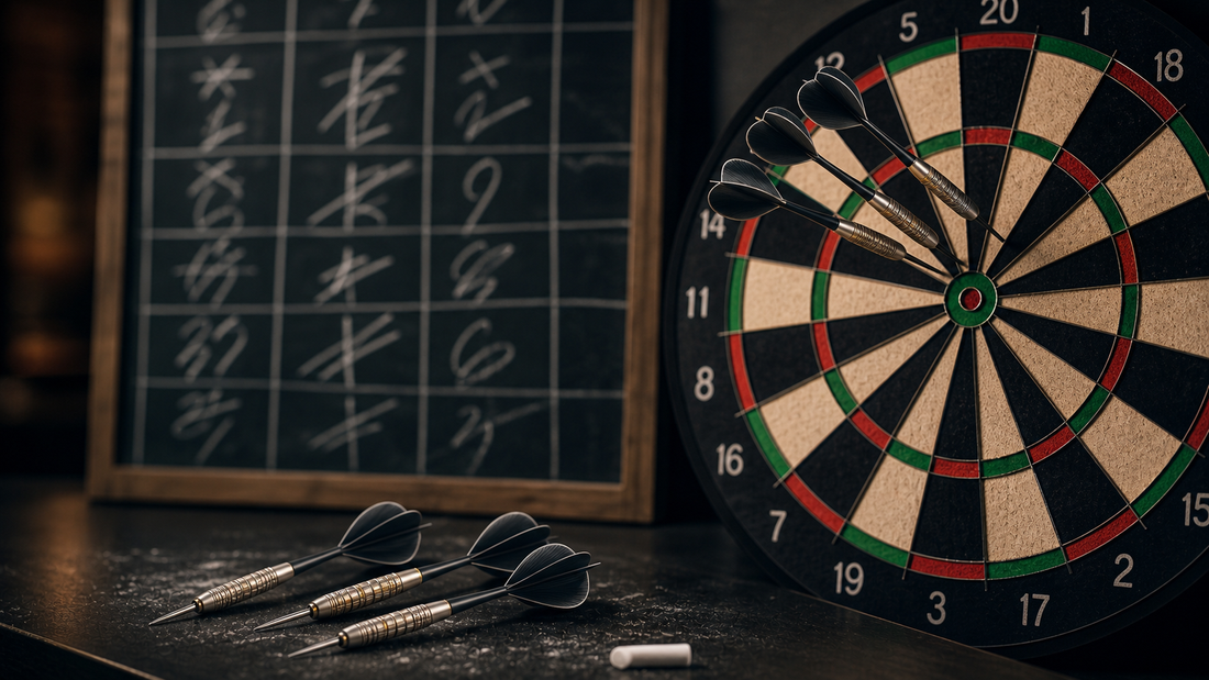 How darts players add up scores quickly featured image with score panel and darts