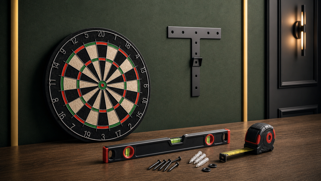 How do you mount a dartboard featured image with bracket level and mounting tools