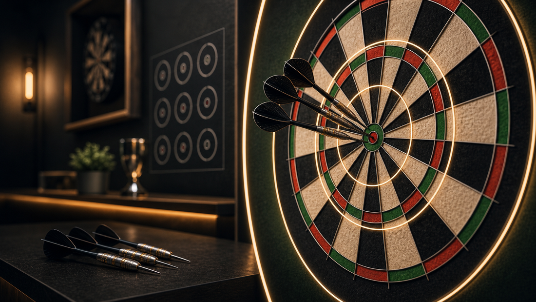 Practise dart accuracy featured image with grouped darts on target