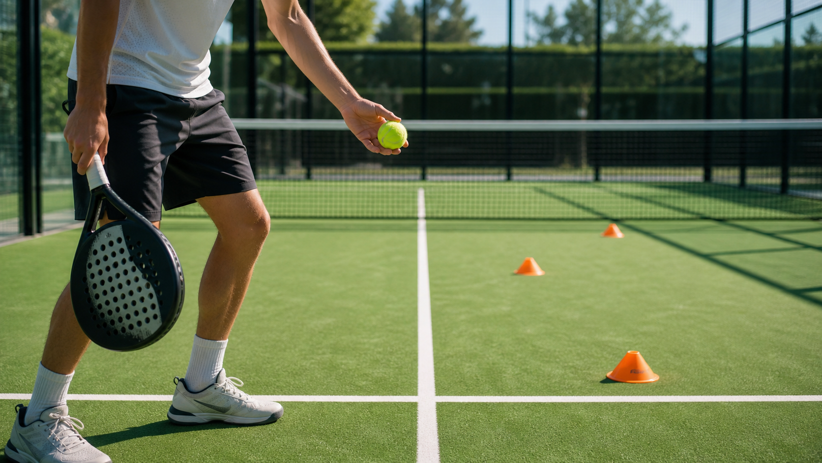 How to serve in padel featured image with baseline serve drill setup