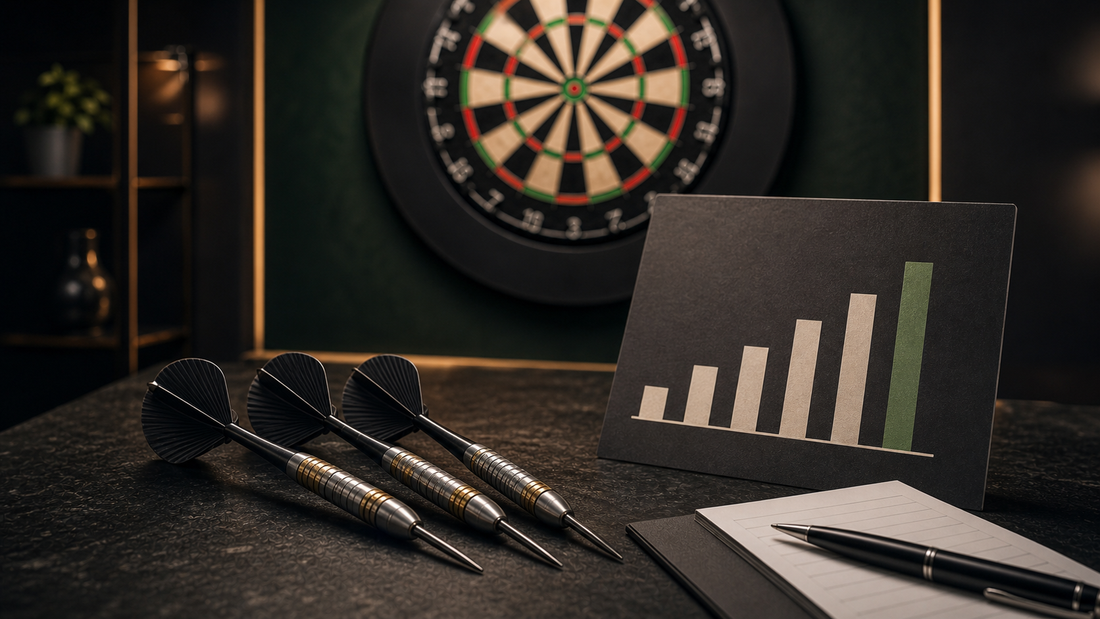 Forty five darts average featured image with performance chart and dartboard