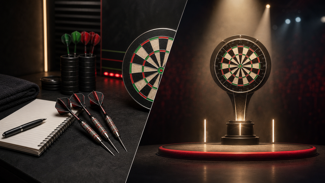 Is darts practice or talent featured image with training and spotlight dartboard