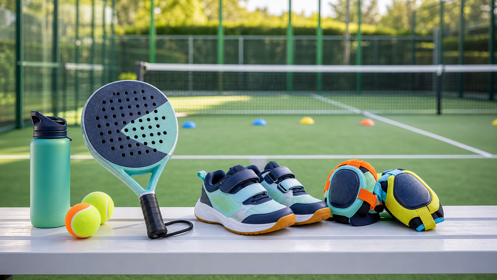 Padel for kids featured image with junior starter kit and safety gear