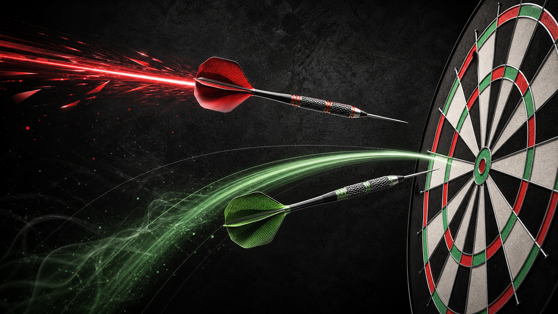 Should you throw darts fast or slow featured image with dart flight path comparison