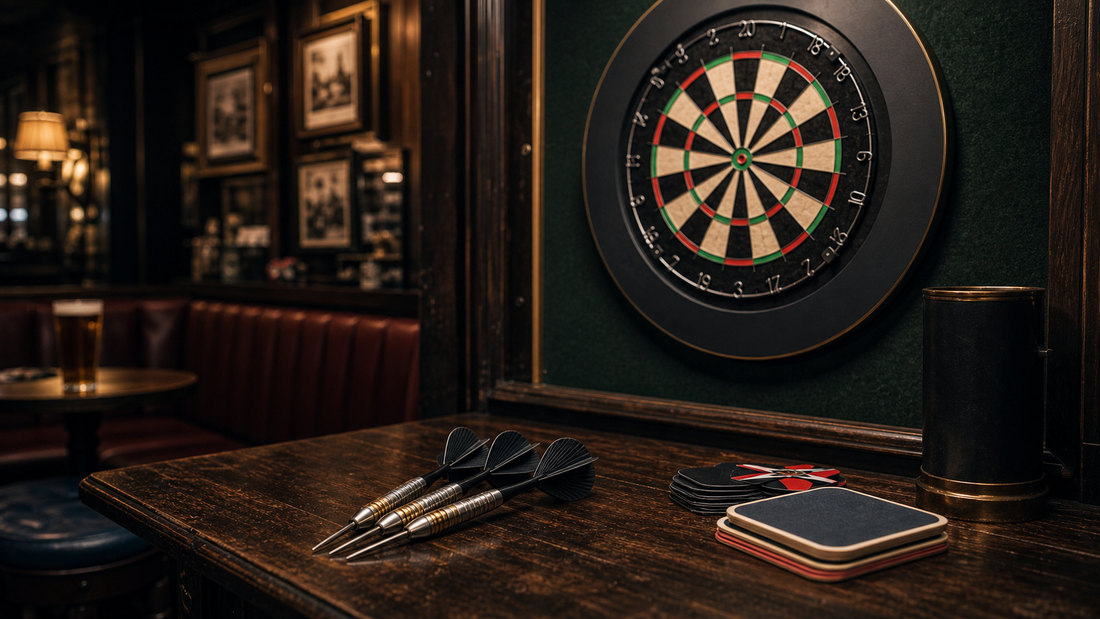 Darts called in the UK featured image with British pub darts corner