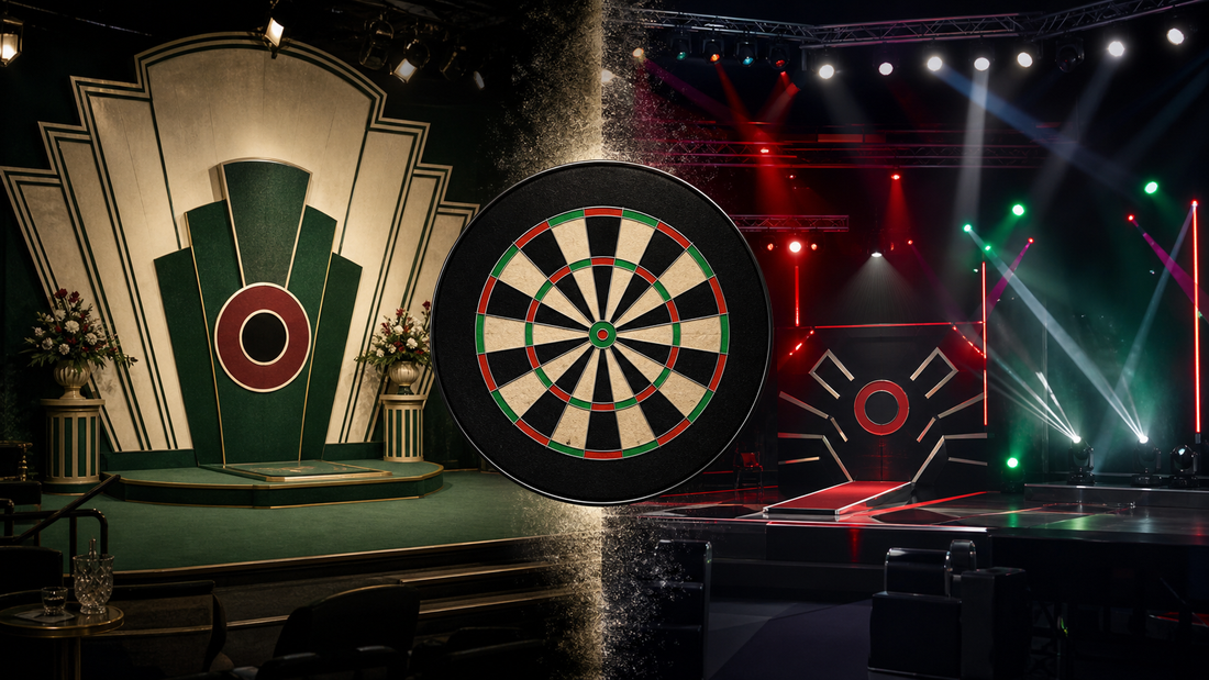 When did darts move from Lakeside featured image with classic and modern darts stages