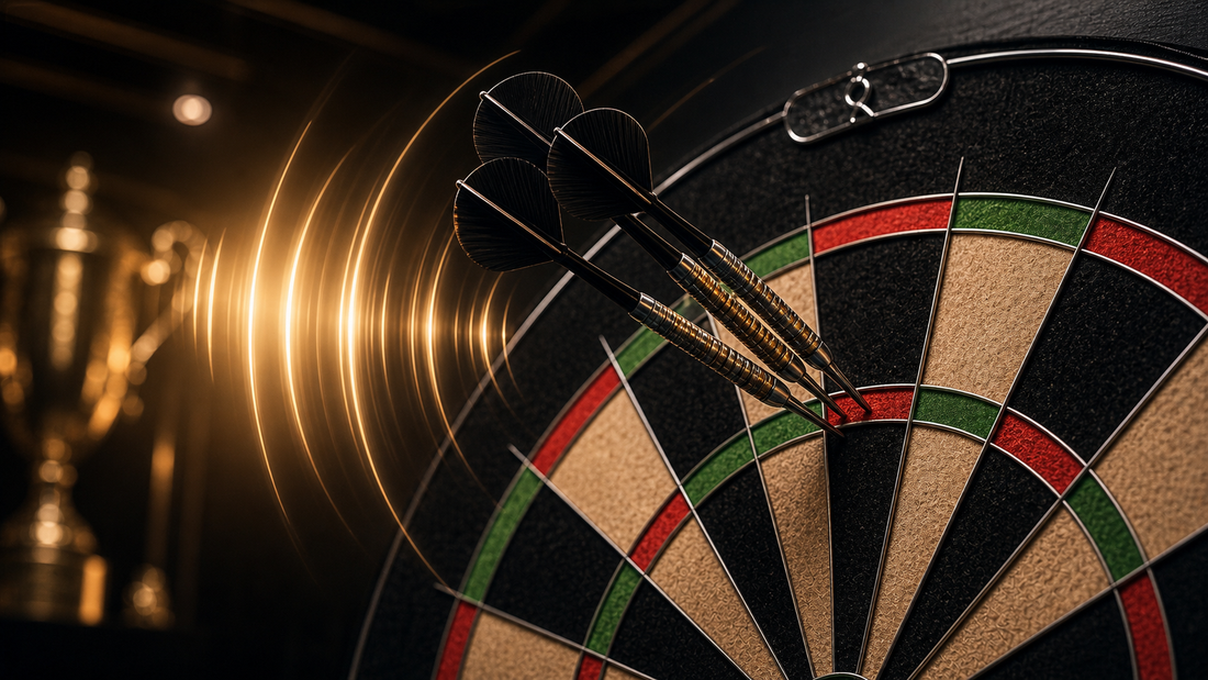 Why they shout 180 in darts featured image with treble twenty darts and celebration light