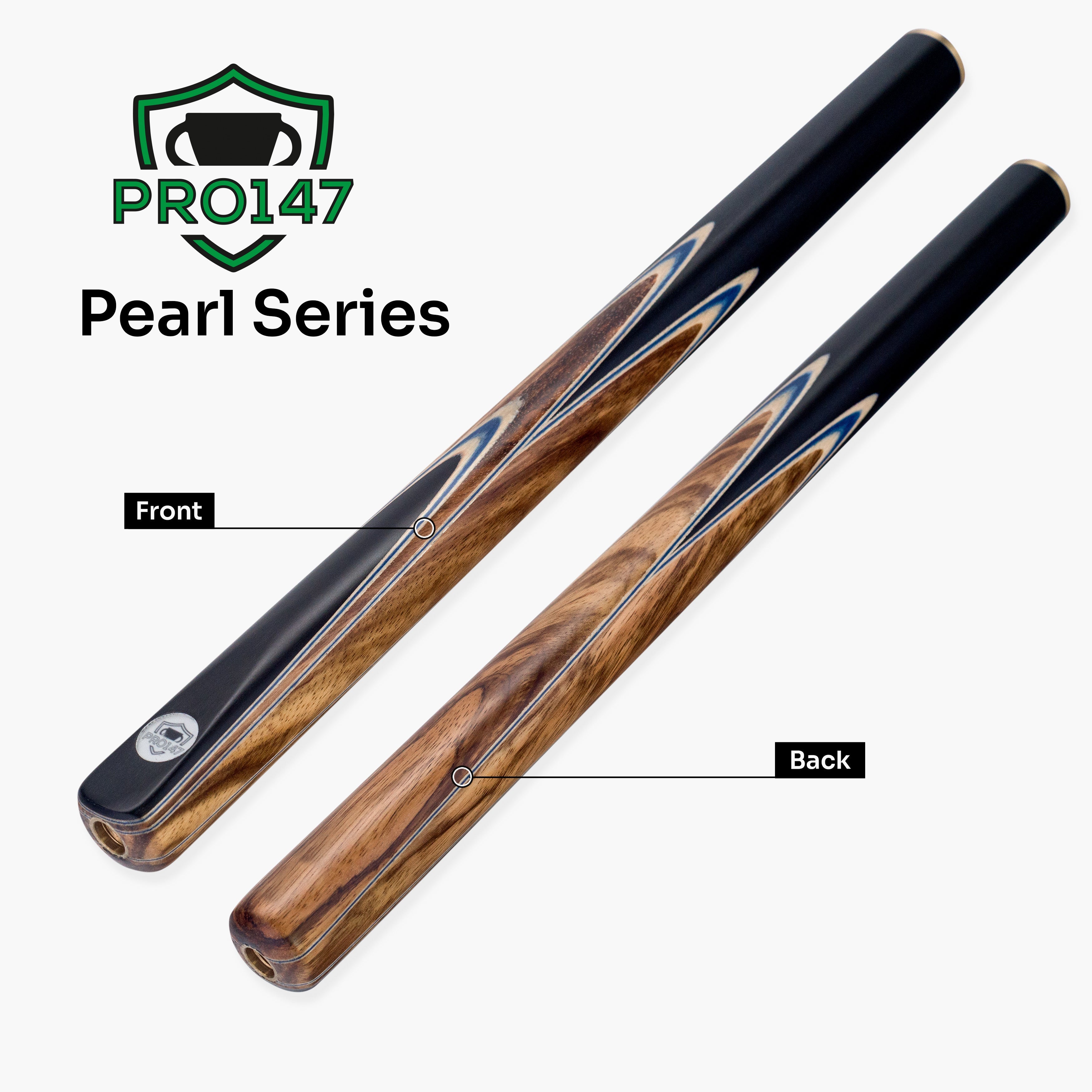 PRO147 Pearl Series Blue Zebra 3/4 Joint Cue with 9.5mm Professional Red Leather Tip