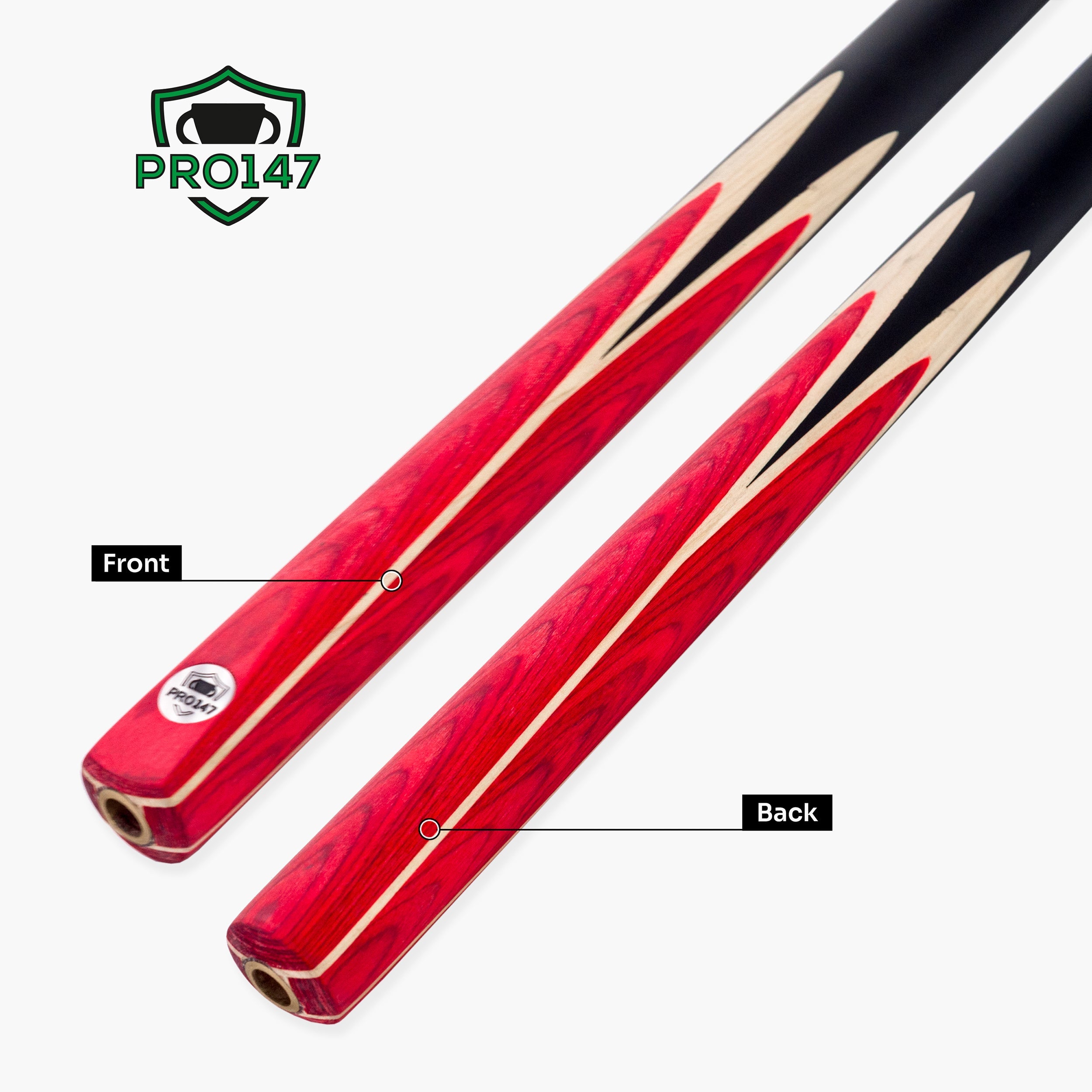 PRO147 Windsor 2 Piece Snooker and Pool Cue and Case Set 9.5mm Red Professional Tip