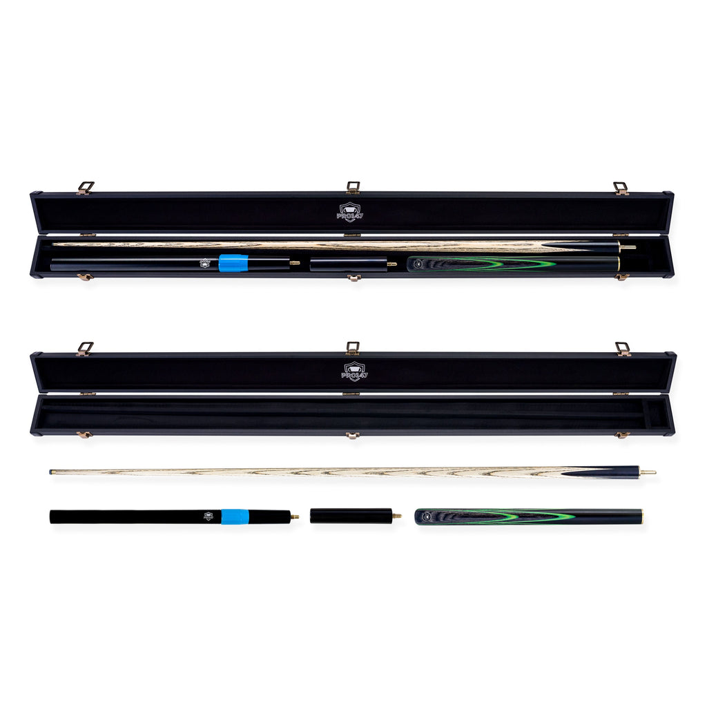 PRO147 Apollo 58 Inch 3/4 Jointed Hand Spliced Premium Snooker and Pool Cue and Case Set 9.5mm Tip