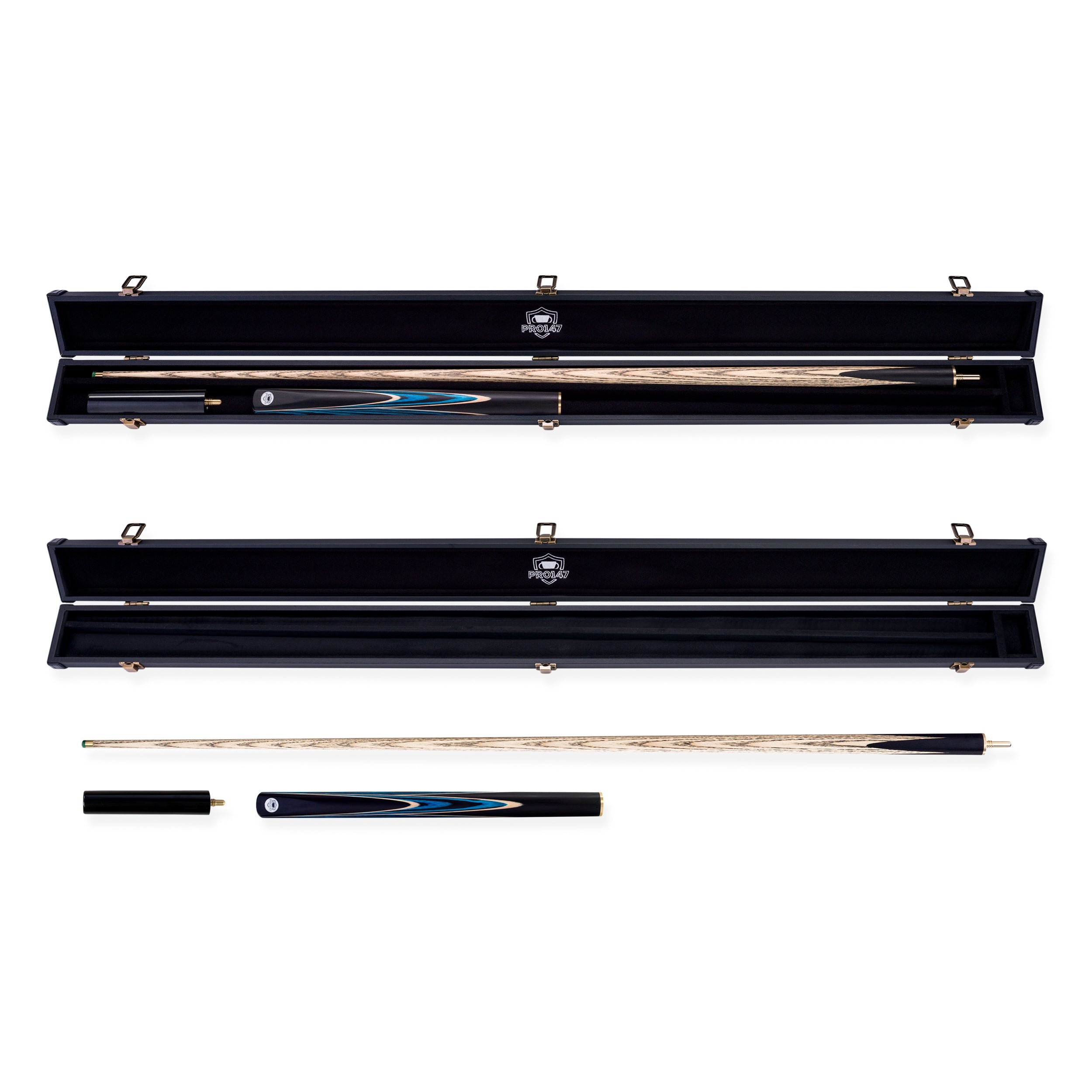 PRO147 Azure Pearl 3/4 Joint Cue and Case Set with 9.5mm Professional Layered Leather Tip