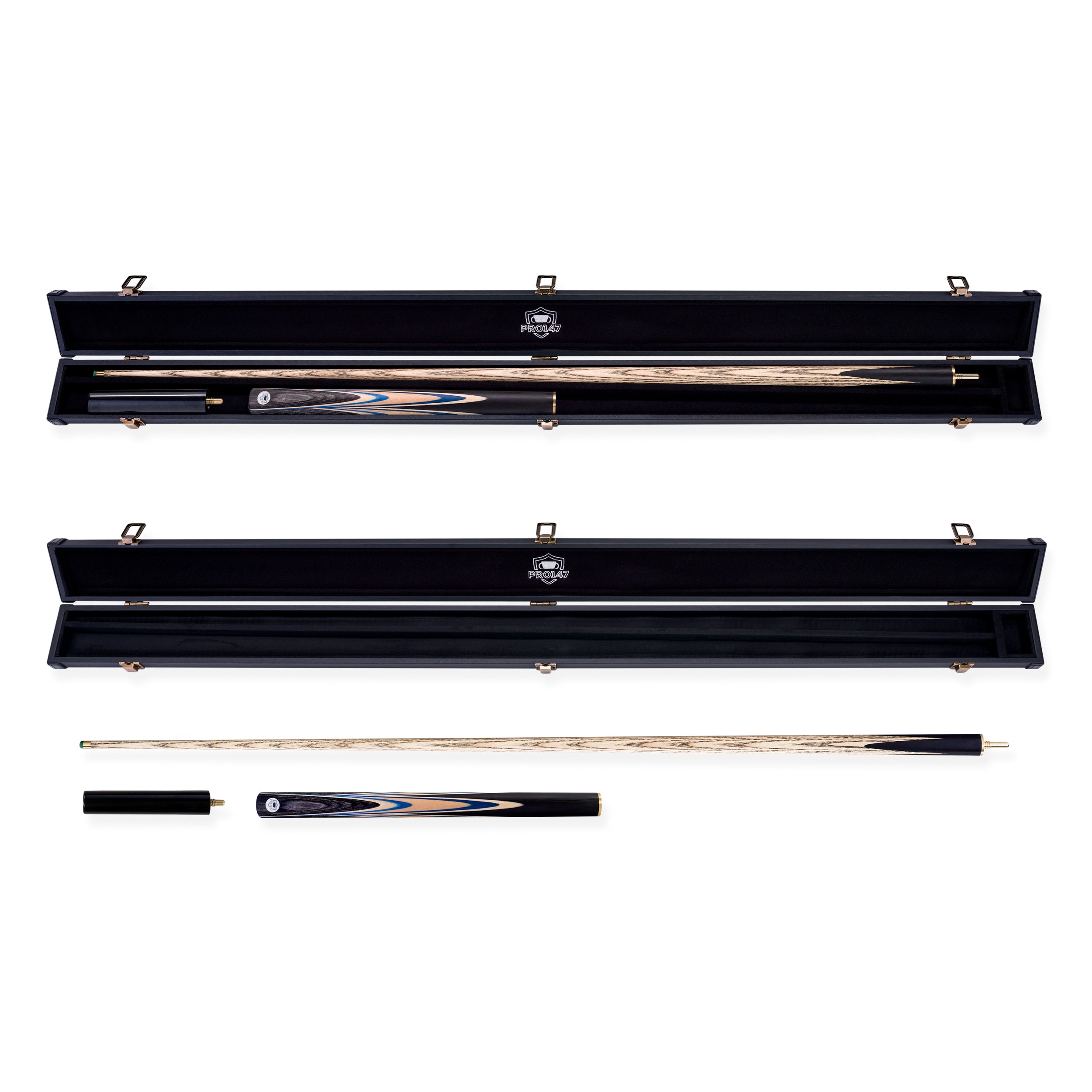 PRO147 Blue Pearl 3/4 Joint Cue and Case Set with 9.5mm Professional Layered Leather Tip
