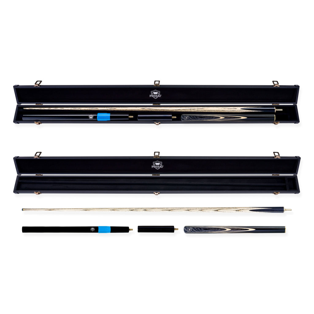 PRO147 Apollo 58 Inch 3/4 Jointed Hand Spliced Premium Snooker and Pool Cue and Case Set 9.5mm Tip