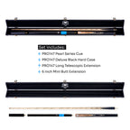 PRO147 Pearl Series Gold Burl 3/4 Joint Deluxe Cue and Case Set with 9.5mm Professional Red Leather Tip