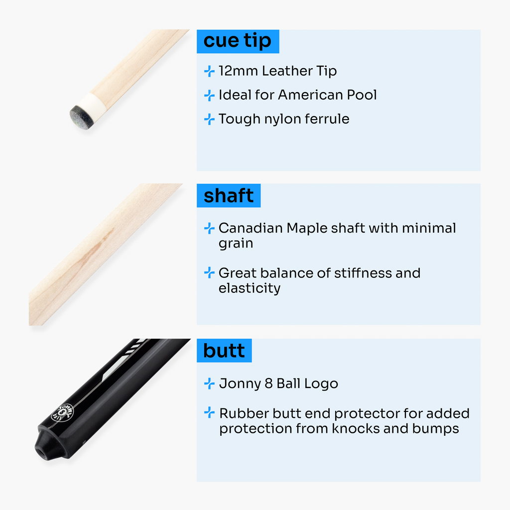 Jonny 8 Ball black 58-inch American pool cue