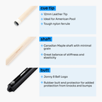 Jonny 8 Ball black 58-inch American pool cue