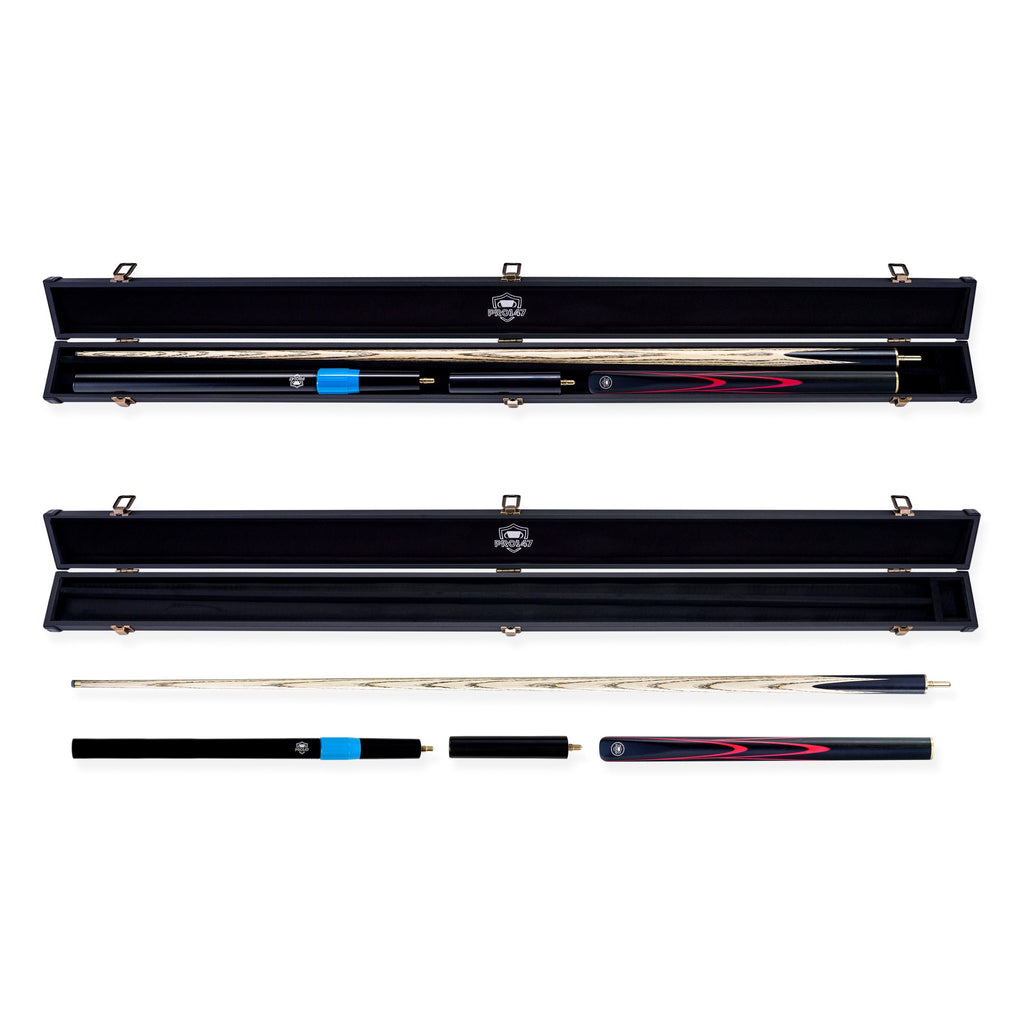 PRO147 Apollo 58 Inch 3/4 Jointed Hand Spliced Premium Snooker and Pool Cue and Case Set 9.5mm Tip