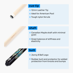 Jonny 8 Ball blue 58-inch American pool cue
