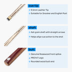PRO147 Traditional CHAMPION 57 Inch 2 Piece Pool Snooker Cue with 9.5mm Tip - SE13