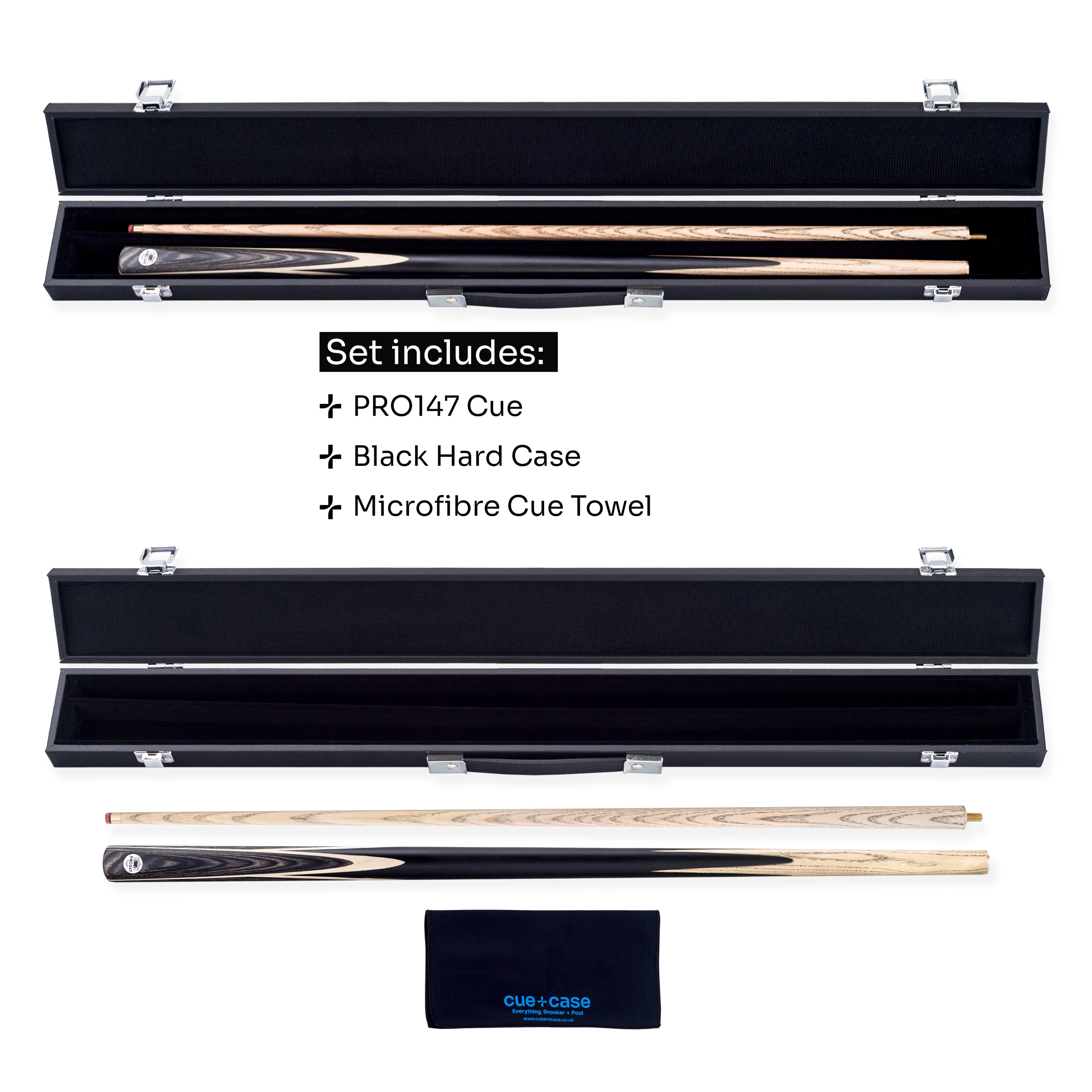PRO147 Windsor 2 Piece Snooker and Pool Cue and Case Set 9.5mm Red Professional Tip