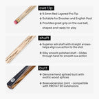 PRO147 Pearl Series Blue Zebra 3/4 Joint Cue with 9.5mm Professional Red Leather Tip