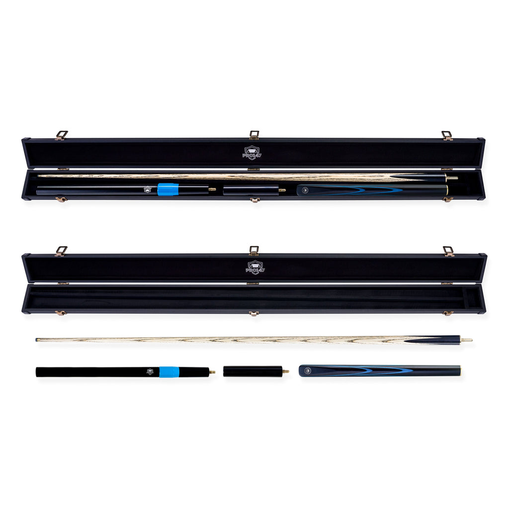 PRO147 Apollo 58 Inch 3/4 Jointed Hand Spliced Premium Snooker and Pool Cue and Case Set 9.5mm Tip