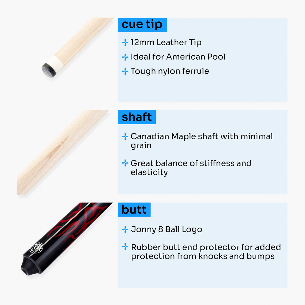 Jonny 8 Ball black 58-inch American pool cue