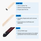 Jonny 8 Ball black 58-inch American pool cue