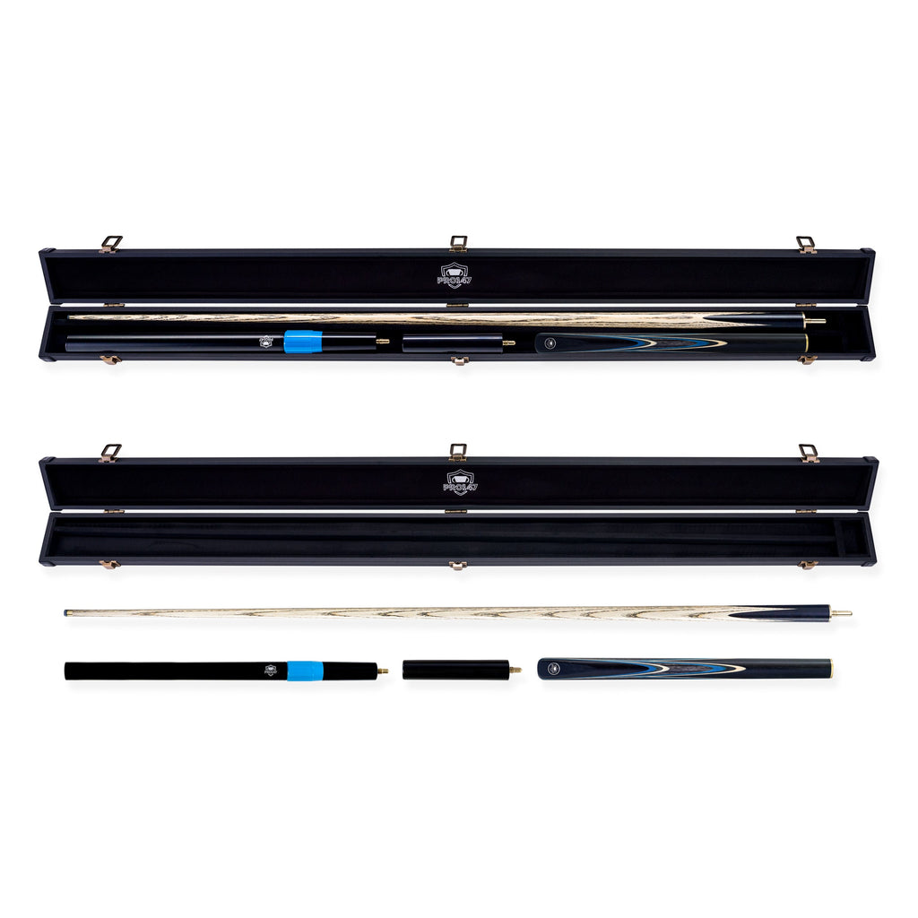 PRO147 Apollo 58 Inch 3/4 Jointed Hand Spliced Premium Snooker and Pool Cue and Case Set 9.5mm Tip