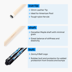 Jonny 8 Ball blue 58-inch American pool cue