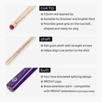 PRO147 Windsor 2 Piece Snooker and Pool Cue and Case Set 9.5mm Red Professional Tip