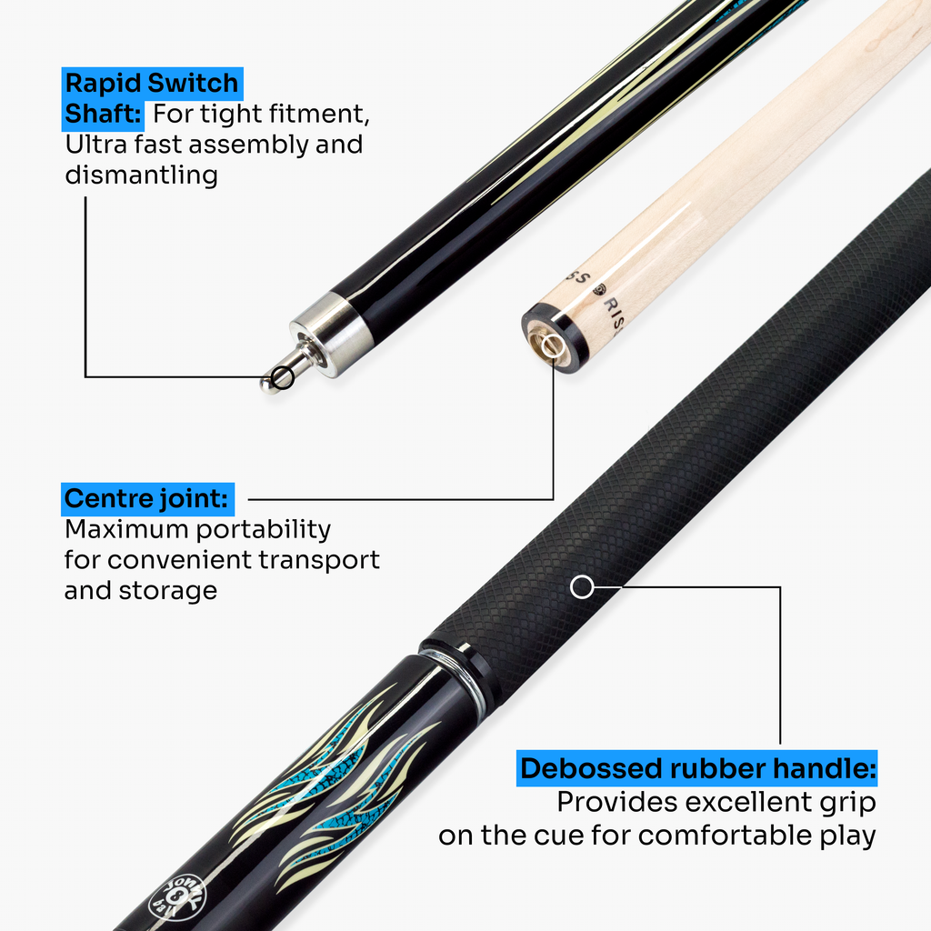 Jonny 8 Ball blue 58-inch American pool cue