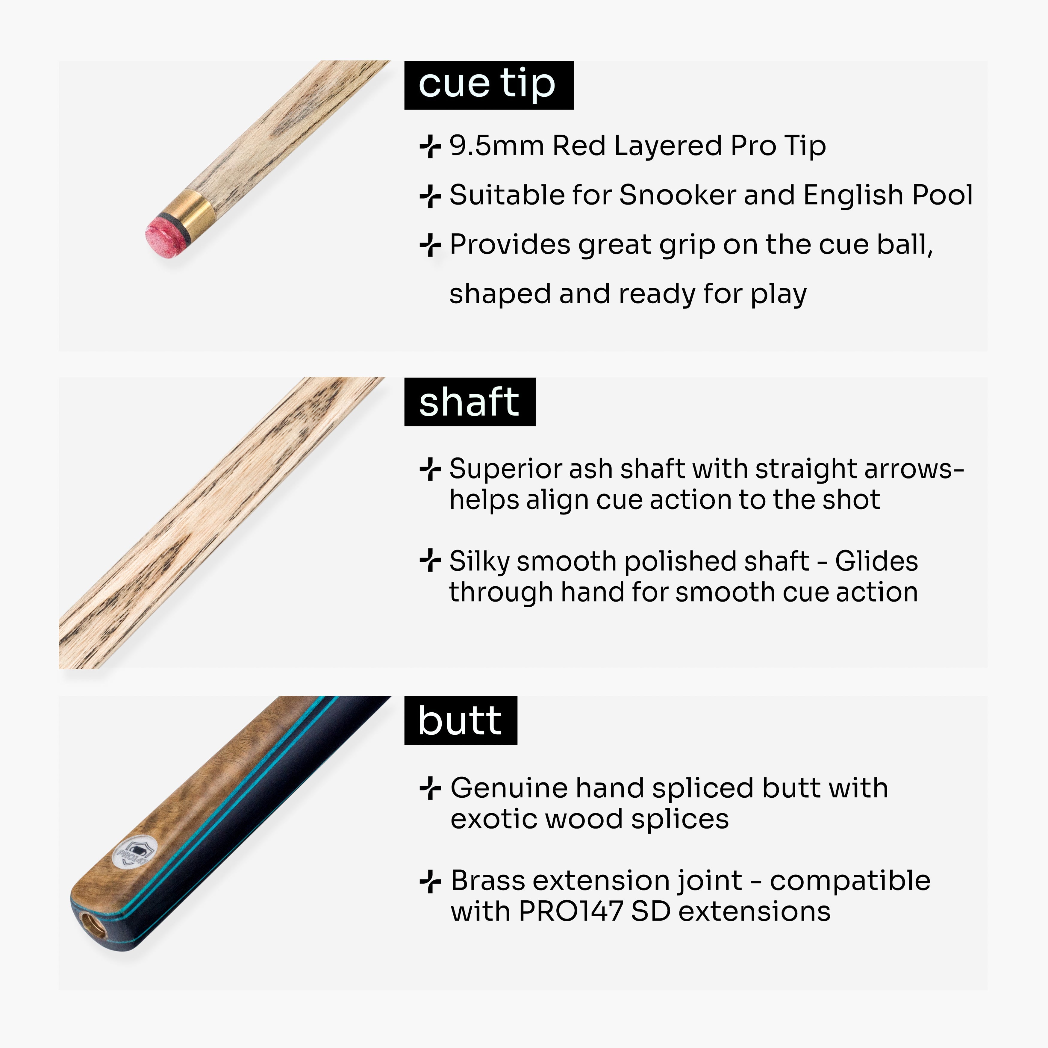 PRO147 Pearl Series Blue Burl 3/4 Joint Deluxe Cue and Case Set with 9.5mm Professional Red Leather Tip