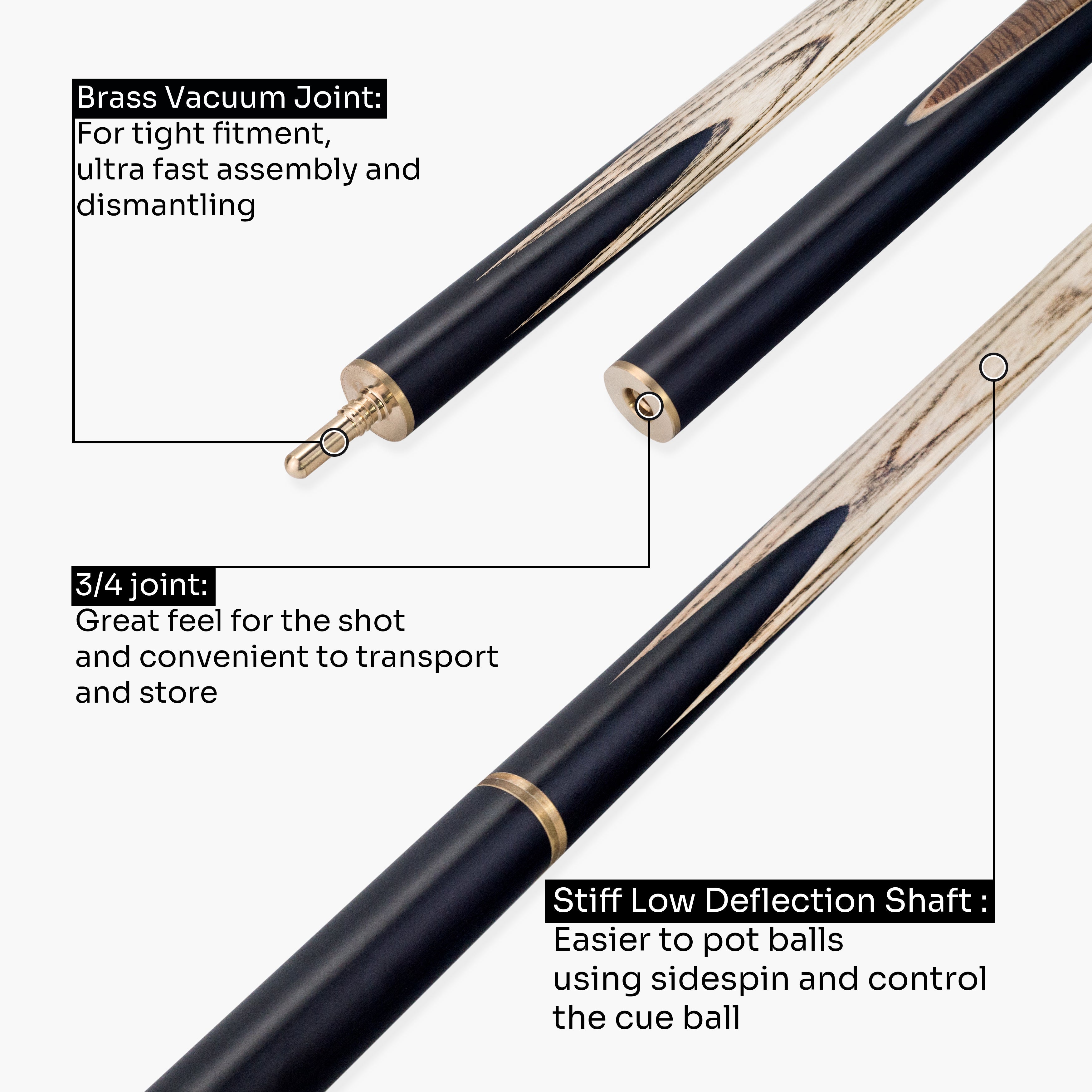 PRO147 Pearl Series Zebra 3/4 Joint Cue with 9.5mm Professional Red Leather Tip