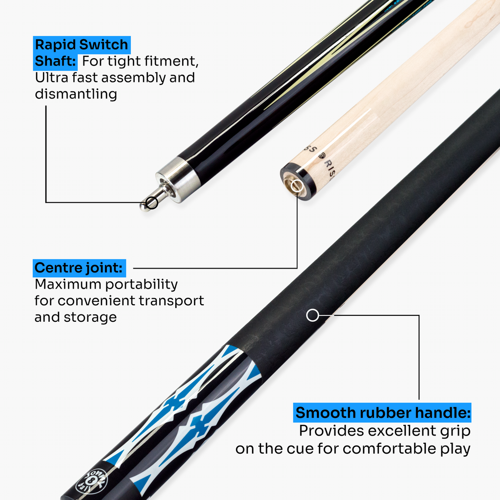 Jonny 8 Ball blue 58-inch American pool cue