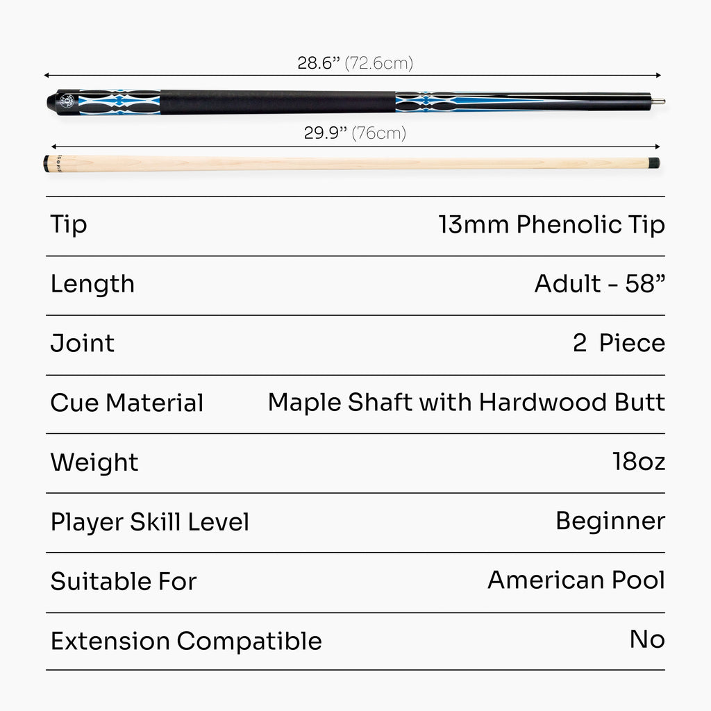 Jonny 8 Ball black American pool break cue