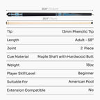 Jonny 8 Ball black American pool break cue