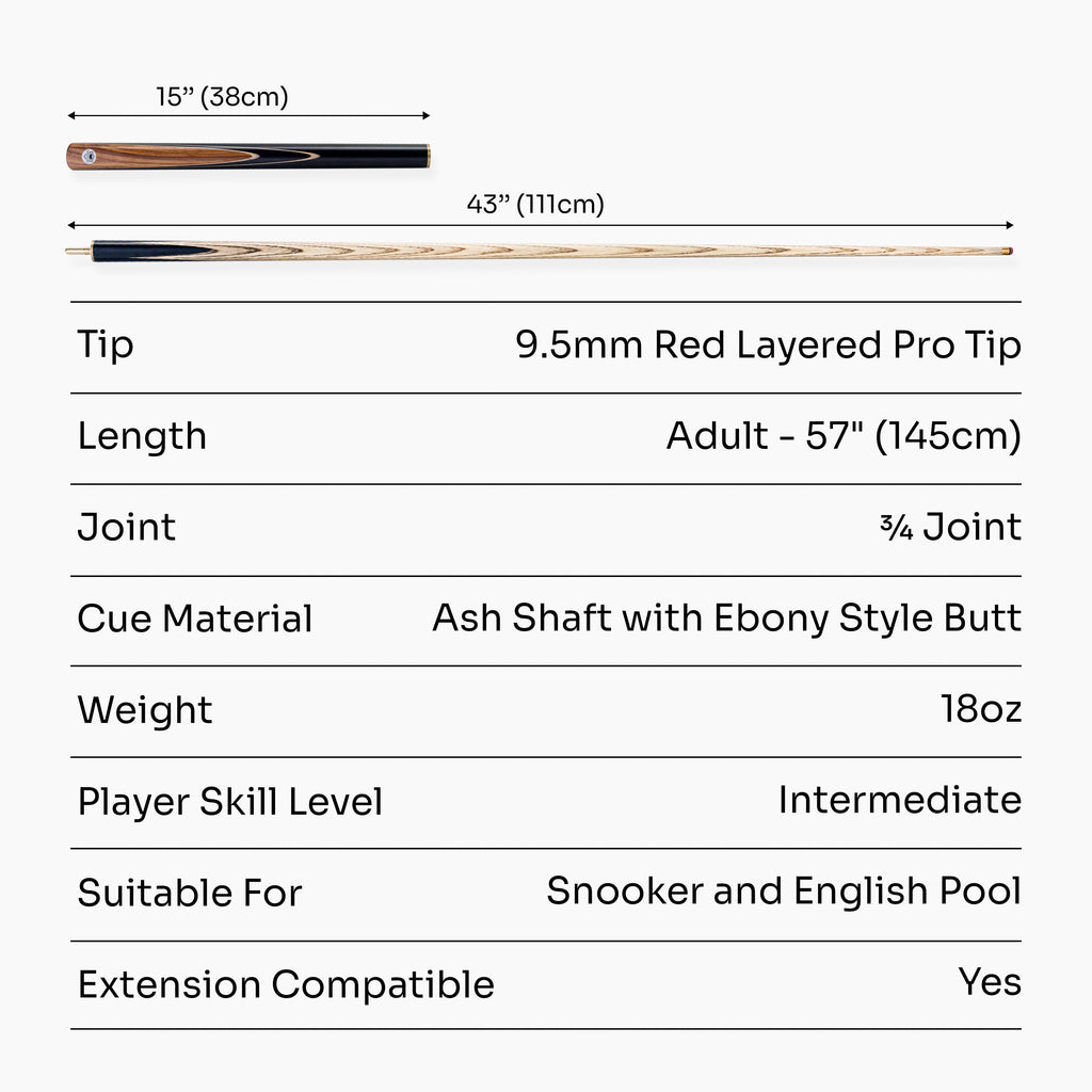 PRO147 Pearl Series Hazel Burl 3/4 Joint Cue with 9.5mm Professional Red Leather Tip