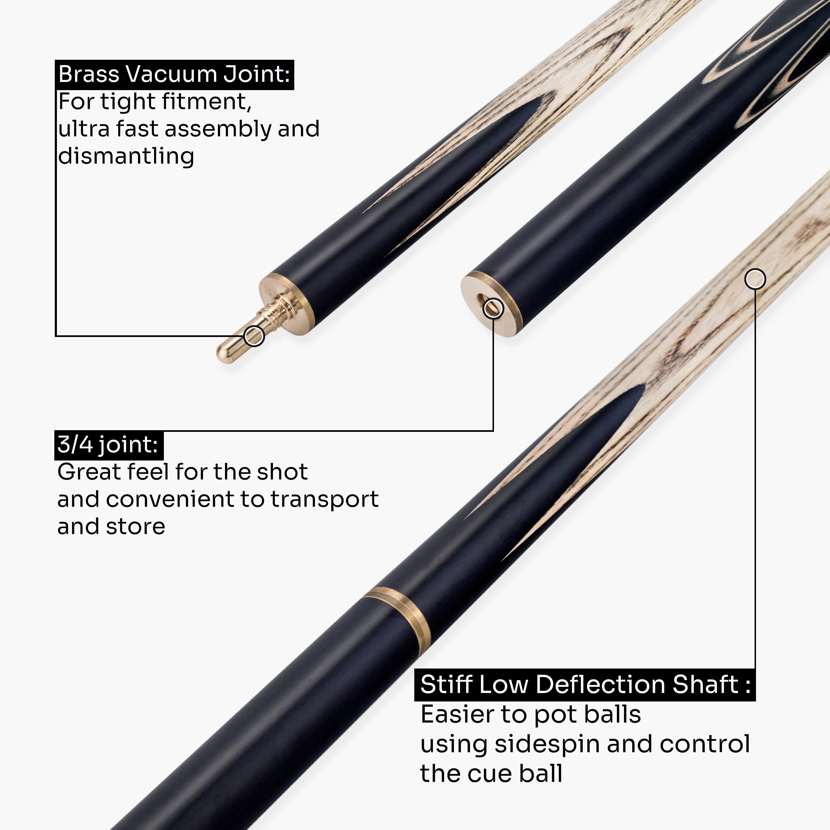 PRO147 Pearl Series Gold Burl 3/4 Joint Deluxe Cue and Case Set with 9.5mm Professional Red Leather Tip