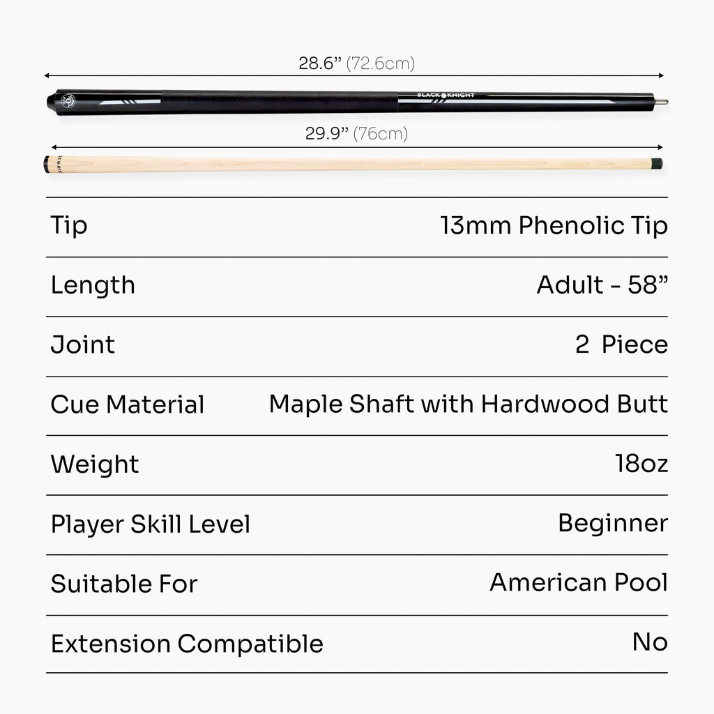 Jonny 8 Ball black American pool break cue
