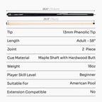 Jonny 8 Ball black American pool break cue