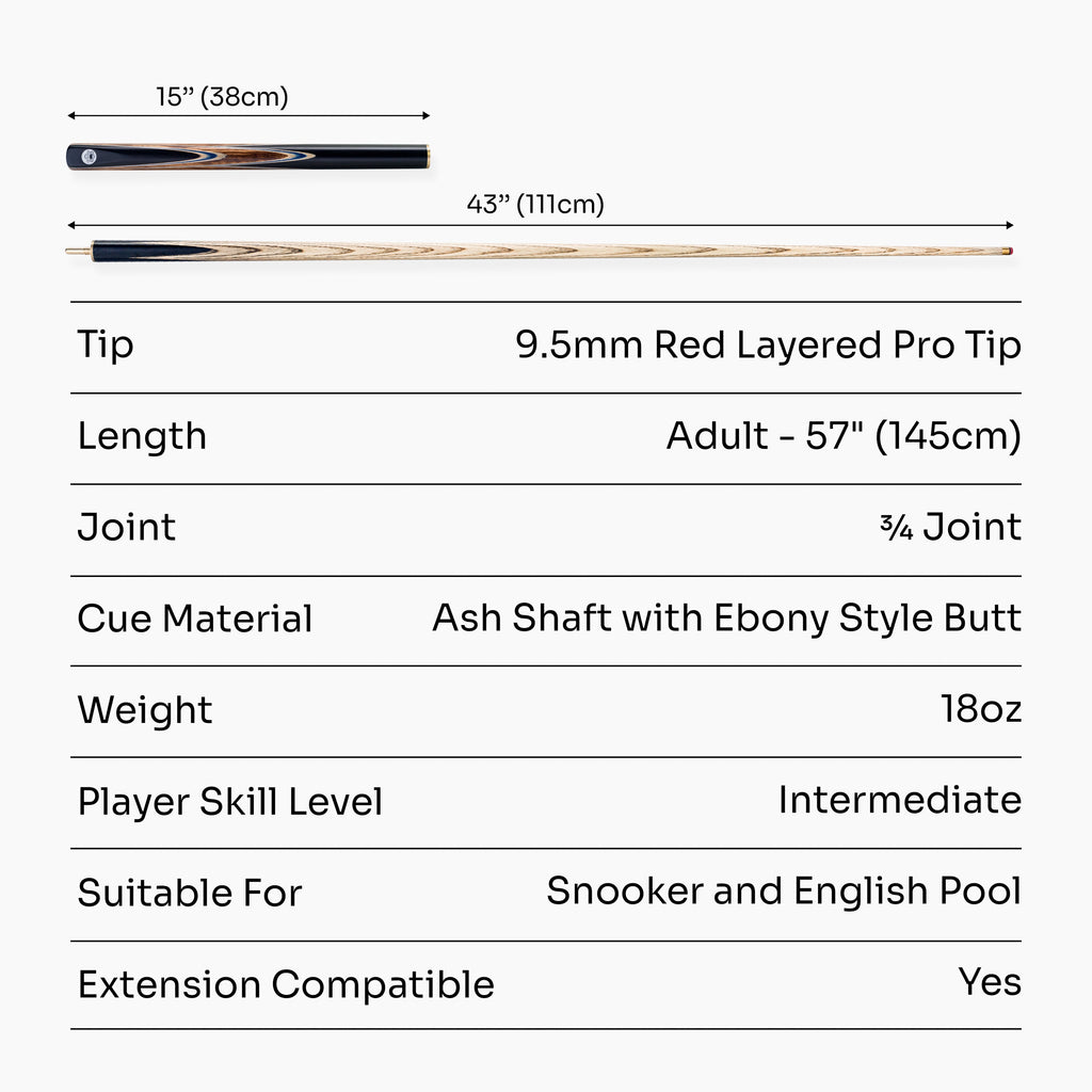 PRO147 Pearl Series Blue Zebra 3/4 Joint Cue with 9.5mm Professional Red Leather Tip