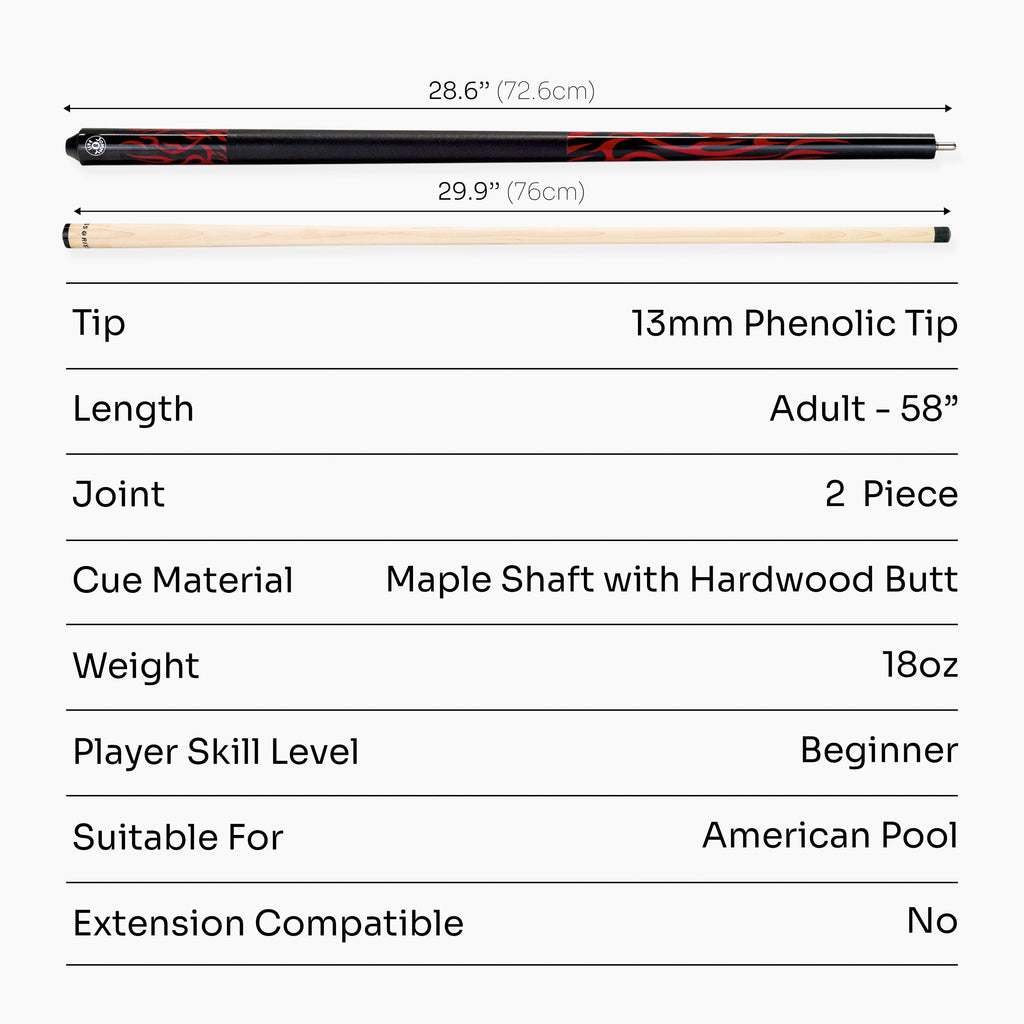 Jonny 8 Ball black American pool break cue