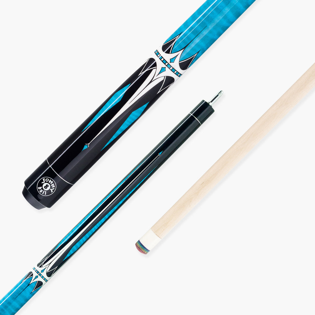 Jonny 8 Ball Harpoon 58 Inch 2 Piece American Pool Cue with Birch Shaft and 13mm Layered Tip